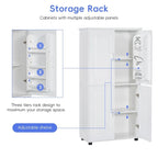 Meuble de Rangement Salle de Bain Haut et Large Meuble de Rangement Salle de Bain Autonome avec 4 Portes Étagères Réglables