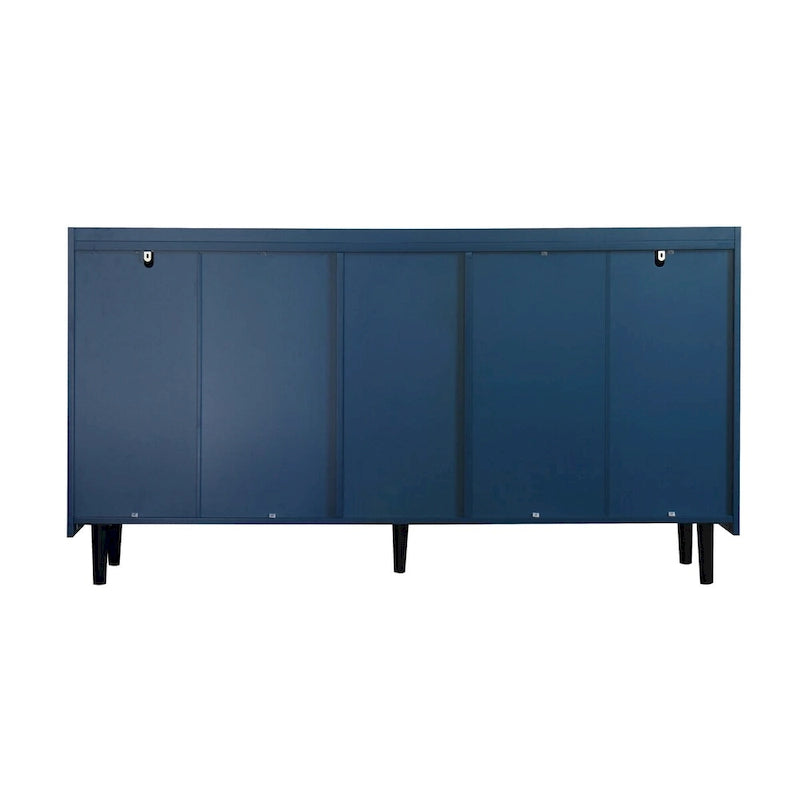 Meuble de rangement pour garde-manger, buffet de cuisine avec bar à café de 55" avec 2 tiroirs, 2 compartiments de rangement ouverts et 2 portes vitrées, table de buffet en bois