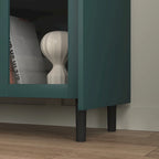 Meuble de rangement pour garde-manger, buffet de cuisine avec bar à café de 55" avec 2 tiroirs, 2 compartiments de rangement ouverts et 2 portes vitrées, table de buffet en bois