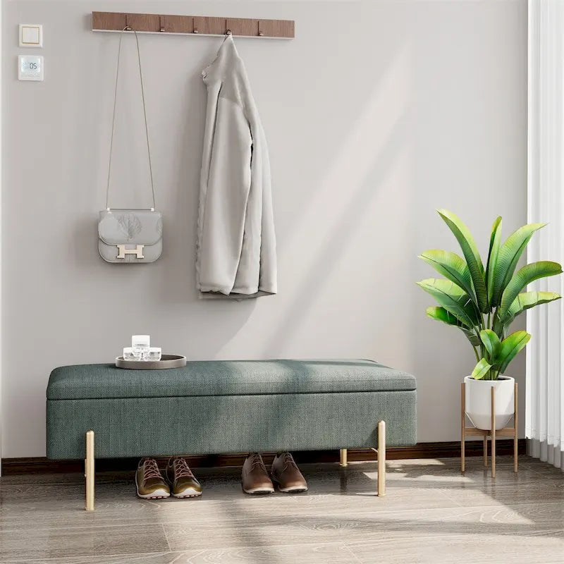 Banc coffre de rangement capitonné pour entrée