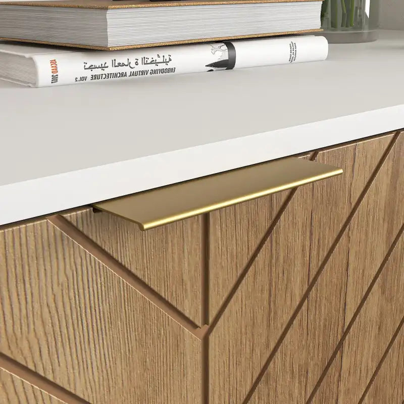 Buffet de rangement blanc et doré avec 2 portes, buffet de salle à manger, buffet de cuisine avec rangement