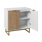 Buffet de rangement blanc et doré avec 2 portes, buffet de salle à manger, buffet de cuisine avec rangement