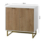 Buffet de rangement blanc et doré avec 2 portes, buffet de salle à manger, buffet de cuisine avec rangement