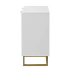 Buffet de rangement blanc et doré avec 2 portes, buffet de salle à manger, buffet de cuisine avec rangement