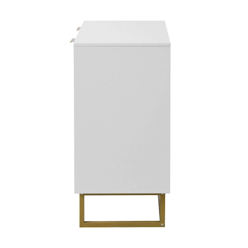 Buffet de rangement blanc et doré avec 2 portes, buffet de salle à manger, buffet de cuisine avec rangement