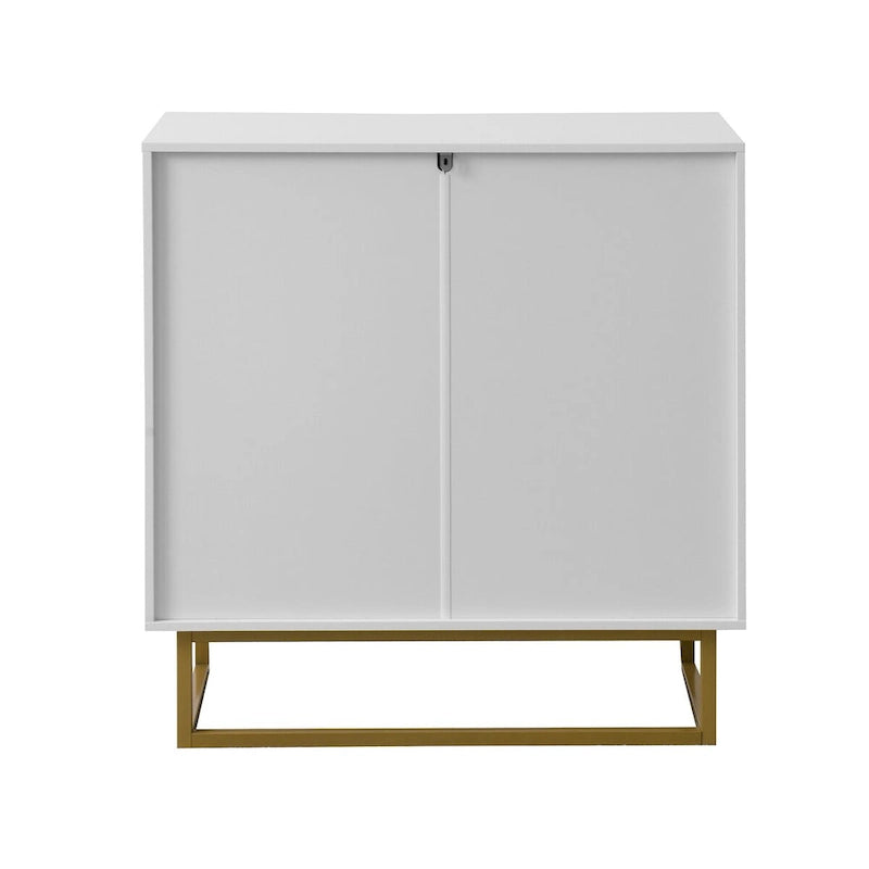 Buffet de rangement blanc et doré avec 2 portes, buffet de salle à manger, buffet de cuisine avec rangement