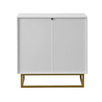 Buffet de rangement blanc et doré avec 2 portes, buffet de salle à manger, buffet de cuisine avec rangement