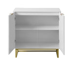 Buffet de rangement blanc et doré avec 2 portes, buffet de salle à manger, buffet de cuisine avec rangement