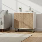 Buffet de rangement blanc et doré avec 2 portes, buffet de salle à manger, buffet de cuisine avec rangement