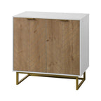 Buffet de rangement blanc et doré avec 2 portes, buffet de salle à manger, buffet de cuisine avec rangement