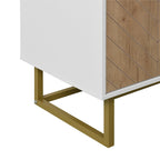 Buffet de rangement blanc et doré avec 2 portes, buffet de salle à manger, buffet de cuisine avec rangement