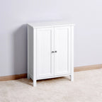 Meuble de rangement de salle de bain avec porte double et étagère réglable, Blanc