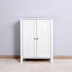 Meuble de rangement de salle de bain avec porte double et étagère réglable, Blanc