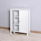 Meuble de rangement de salle de bain avec porte double et étagère réglable, Blanc