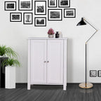 Meuble de rangement de salle de bain avec porte double et étagère réglable, Blanc